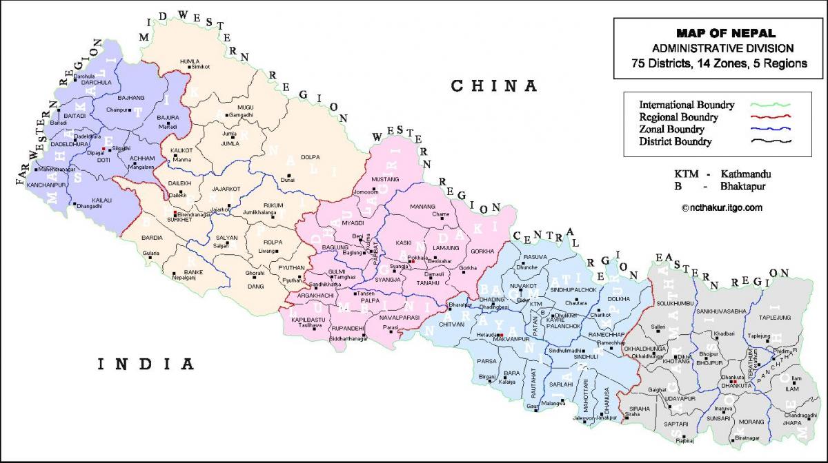 Mapa nepal batera auzoetan eta vdc