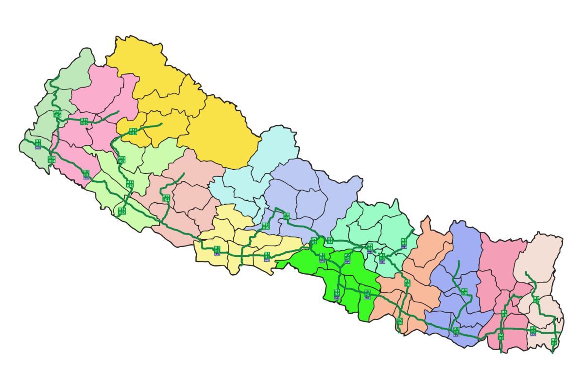 Mapa nepal nagusien autobide