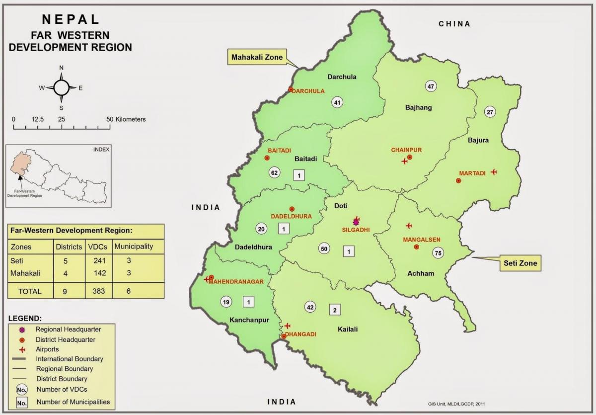 Mapa mendebaldeko nepal