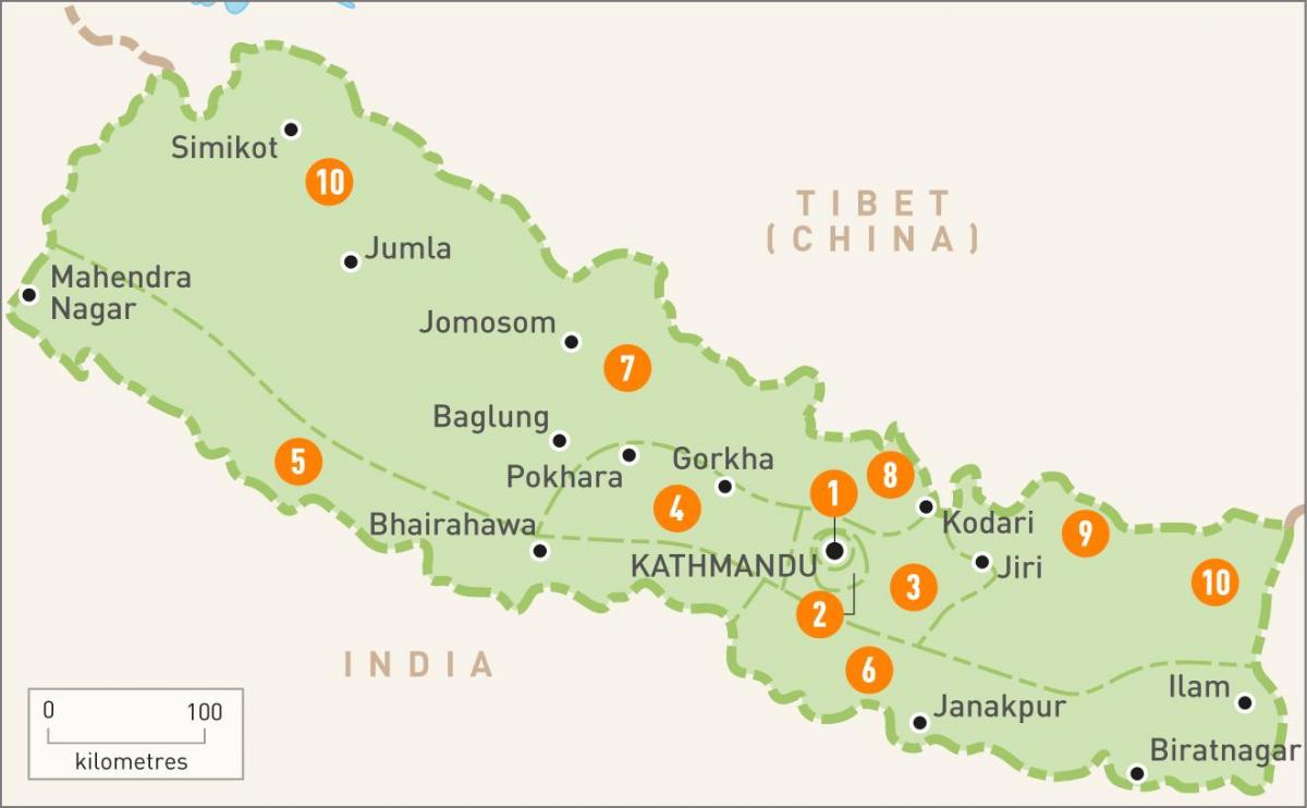 nepal mapa eskualde