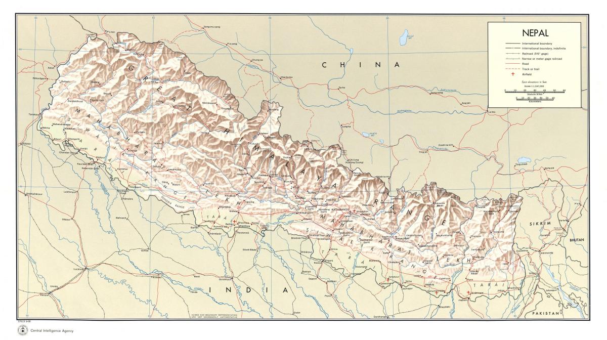 nepal tren ibilbidea mapa