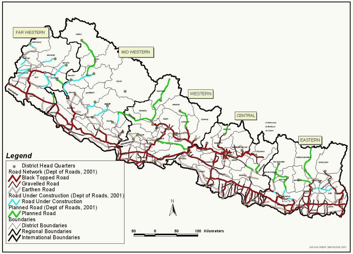 nepal mapa highway