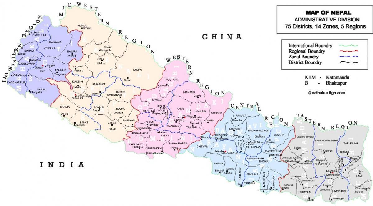 nepal mapa politikoa batera auzoetan