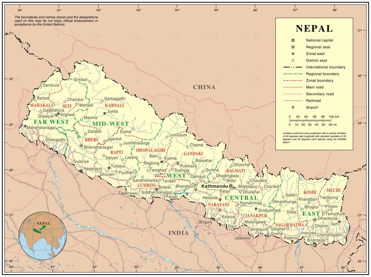 india nepal mugan errepide mapa