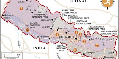 Mapa nepal batera tenpluak