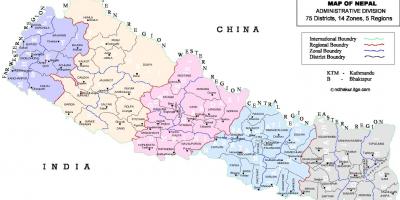 Nepal mapa politikoa batera auzoetan