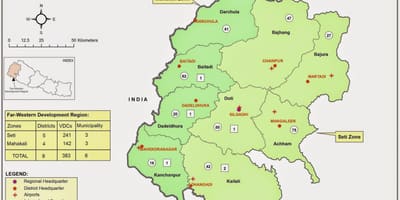 Mapa mendebaldeko nepal