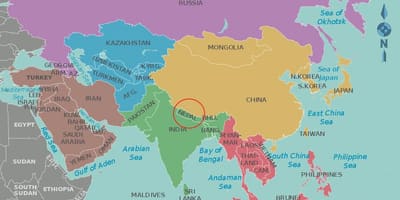 Mapa nepal eta inguruko herrialdeetan
